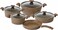 OMS 9 Pcs Granite Non-stick and Non-toxic Cookware Set   Brown   Made in Turkey   Aluminium base   4 Layer Durable coating   Oven safe   Dishwasher safe   3102