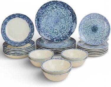 OZO 24 Pieces Turkish Porcelain Dinnerset/Dinnerware - Complete Set, Functions or party/Dinnersets, Housewarming, Houseware Dark Blue and White 2503