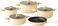OZO 9 Pcs Non-Stick Granitec Aluminium Coated Cookware Set Combo With Lid Made In Turkiye  3933   Large Medium Small Shallow Casserole Pots,Casseroles, Frying Pan : Color - (Ivory Butter)