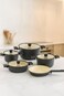 OZO 9 Pcs Non-stick Granitec Aluminium Coated Cookware Set With Lid Made In Turkiye  3933   Large Medium Small Shallow Casserole Pots,Casseroles, Frying Pan Color - (Metal Grey)