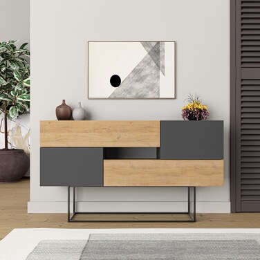 Mourah Home Home Eros Console - Oak/Dark Grey - 2 Years Warranty