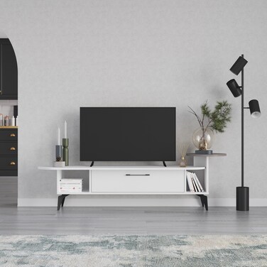 Mourah Home Ada Tv Stand Up To 60 Inches With Storage - White/Light Mocha - 2 Years Warranty