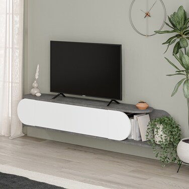 Mourah Home Tone Tv Stand Up To 65 Inches With Storage - Retro Grey/White - 2 Years Warranty