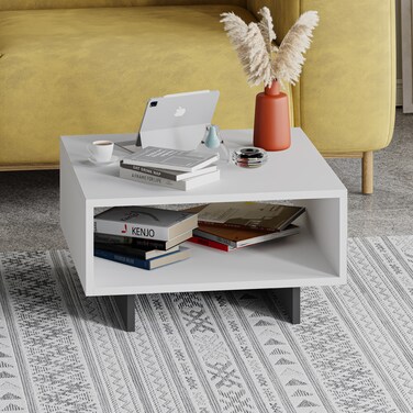 Mourah Home Hola Coffee Table - White/Dark Grey - 2 Years Warranty