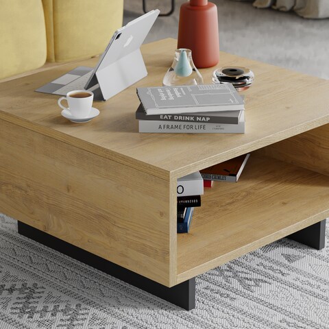 Mourah Home Hola Coffee Table - Oak/Dark Grey - 2 Years Warranty