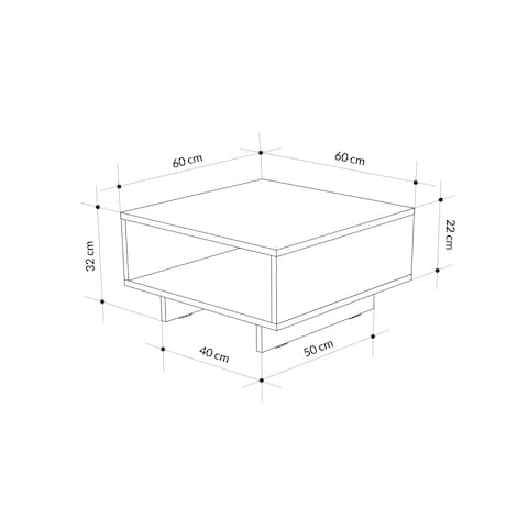 Mourah Home Hola Coffee Table - Oak/Dark Grey - 2 Years Warranty
