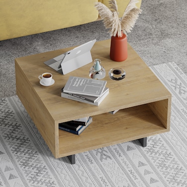 Mourah Home Hola Coffee Table - Oak/Dark Grey - 2 Years Warranty