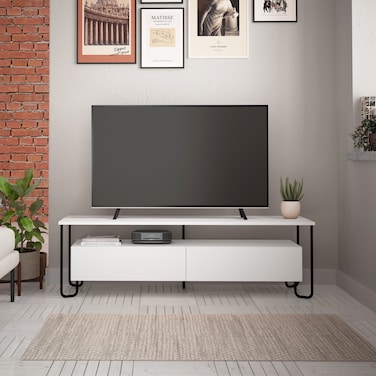 Mourah Home Cornea Tv Stand Up To 60 Inches With Storage - White - 2 Years Warranty