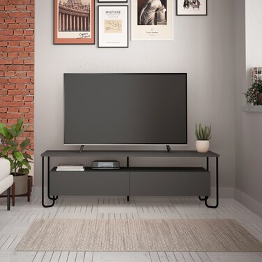 Mourah Home Cornea Tv Stand Up To 60 Inches With Storage - Dark Grey - 2 Years Warranty