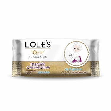 LOLE'S&nbsp;Flushable Cleaning Wipes for Babies &amp; Kids &ndash; Plant-Based, 0% Fragrance &ndash; Pack of 1 x 48 Wipes