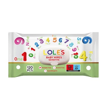 LOLE'S&nbsp;Baby Cleaning Sensitive Wet Wipes, Pack of 1 x 120 Wipes