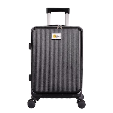 Biggdesign Moods Up 20&rdquo; Trolley Suitcase with USB Port &amp; Cup Holder &ndash; Black Carry-On Luggage with Laptop Compartment, TSA Lock &amp; 360&deg; Spinner Wheels, 15kg Capacity