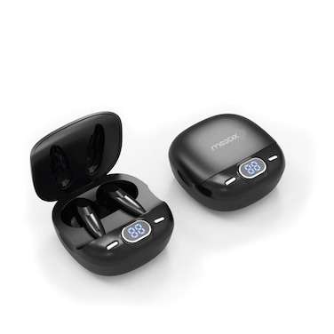 Moodix KI23J153 Bluetooth Earbuds for Men and Women, LED Power Display Wireless Earphones with Microphone, Smart Touch Control Ear Buds for Android and iOS, Black