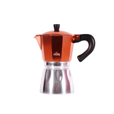 Any Morning Stovetop Espresso Coffee Maker, Italian Coffee Maker, Iconic Aluminum Moka Pot for Americano, Latte, Cappucino, Percolator Coffee Pot for Camping, 6 Cups, 8 oz, Copper Colored