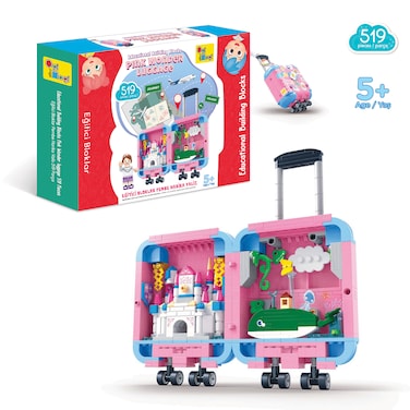 Ogi Mogi Toys Educational Building Blocks &ndash; Pink Wonder Luggage (519 Pieces)   Castle &amp; Ocean Animal Toy Set for Kids   Travel-Friendly STEM Blocks for Girls &amp; Boys   Creative DIY Building Kit
