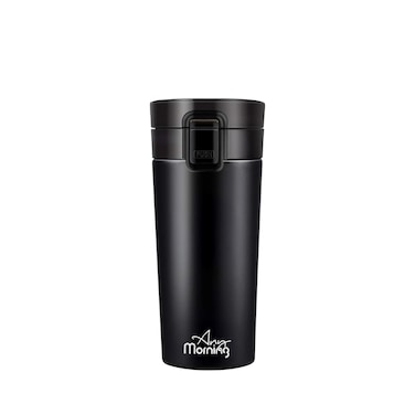Any Morning Thermos Mug &ndash; Stainless Steel Travel Cup with Leak-Proof Button-Lock Lid &ndash; Keeps Drinks Hot 6H/Cold 10H &ndash; Portable Coffee &amp; Tea Tumbler - 12.85 oz