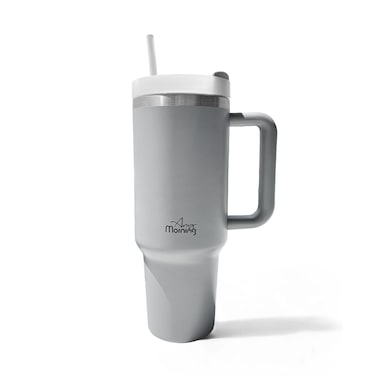 Any Morning 1200ml Stainless Steel Thermos Mug with Handle &ndash; Double Wall Vacuum Insulated Travel Cup   3-in-1 Lid with Straw Option   Hot &amp; Cold Drinks Tumbler