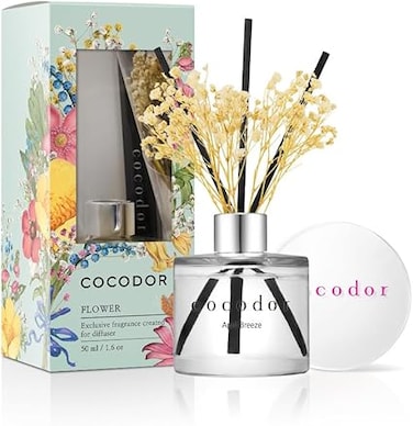 Cocod'or Mini Flower Reed Diffuser/April Breeze / 1.6oz(50ml) / 1 Pack/Fragrance Decor for Cars Cubicles, Small Rooms and Home