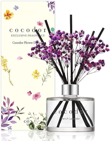 Cocod'or Preserved Real Flower Reed Diffuser/French Lavender / 6.7oz(200ml) / 1 Pack/Reed Diffuser Set, Oil Diffuser &amp; Reed Diffuser Sticks, Home Decor &amp; Office Decor, Fragrance and Gifts