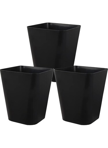 Heagoale Small Bathroom Trash Can Plastic Garbage Can Square Waste Basket Trash Bins Container Bins for Bathroom, Office, Dorm Room, Home Office, Under Desk, Kitchen, Bedroom, 3 Pack, Black