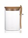 MOLFUJ 15Oz/450ML/1Lb Clear Glass Containers for Pantry with Wooden Spoon, Small Air Tight Food Storage Canister with Bamboo Airtight Lid, Hermetic Covered Kitchen Ornzation Storage Jars with Scoop