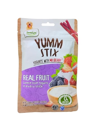 Dentalight Yumm Stix For Dogs-Wet &amp; Soft - Yogurts With Mix Berry 70g