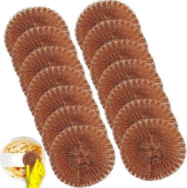 6 Pieces Copper Coated Non-Scratch Scouring Pads &ndash; Heavy Duty, Rust Resistant Kitchen Scrubbers for Dishes, Pots and Grill Cleaning, Durable Copper Scrub Pads and Eco-Friendly Household Use