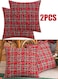 2PCS Christmas Plaid Decorative Throw Pillow Covers Snowflake Tartan Scottish Cushion Cover for Sofa Couch Farmhouse Holiday Decor Red and Green 18x18 Inch Throw pillowcases