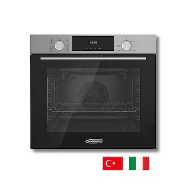 General Gold Digital Built-in Electric Oven, 60cm, with LED Display, 10 Functions &amp; Air Fry, Stainless Steel &ndash; Made in Turkey
