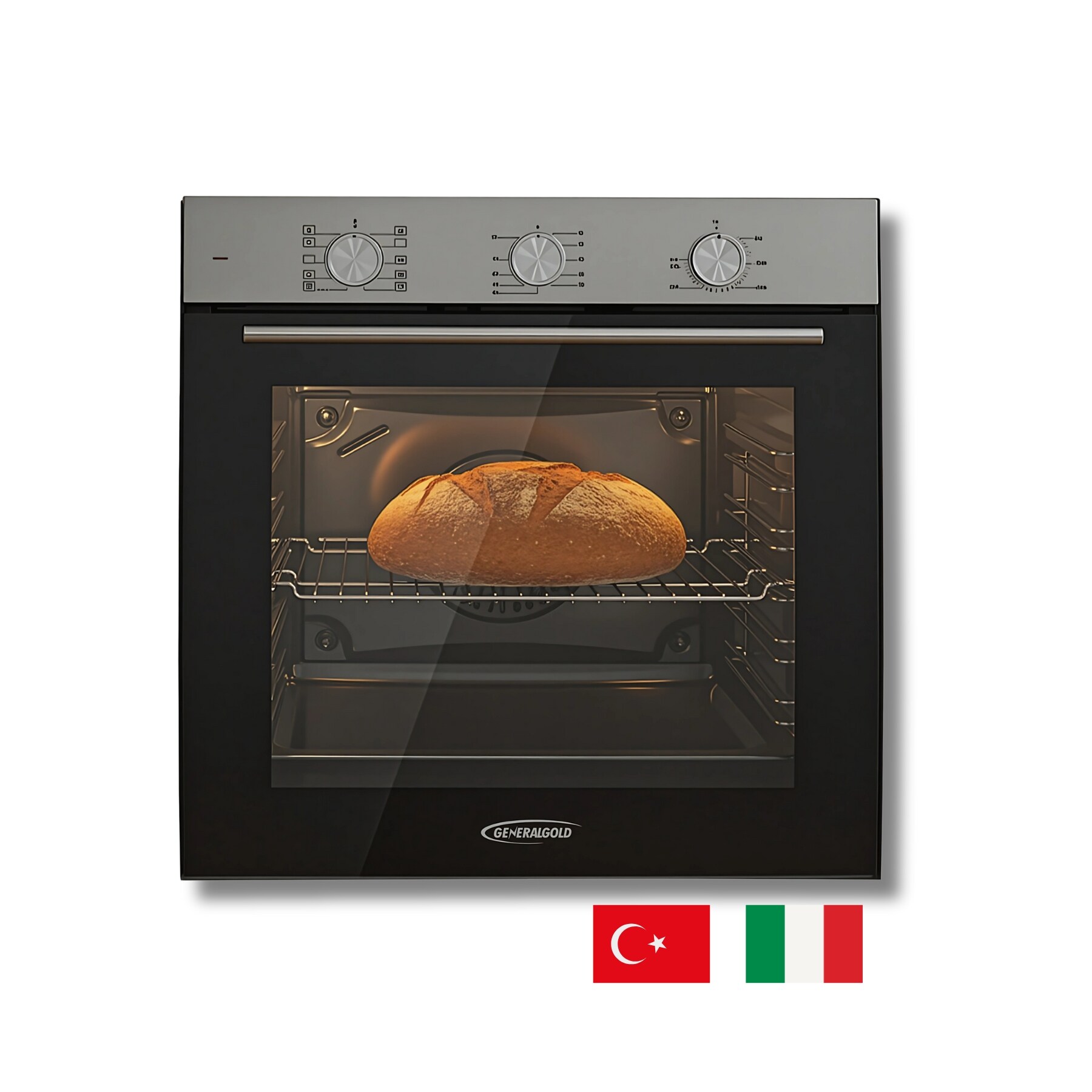 Buy General Gold Built-in Electric Oven, 60cm, 10 Functions with Air Fry, Stainless Steel – Made in Turkey Online | Carrefour UAE
