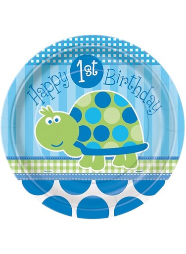 unique party First Birthday Turtle Plate 8 Pieces, 9 Inch Size