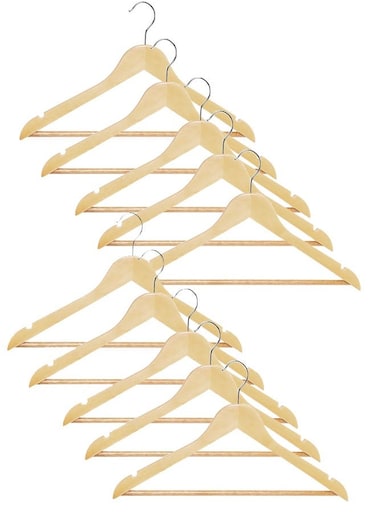 Pack of 10 Kids Non-Slip Swivel Hook Wooden Hangers