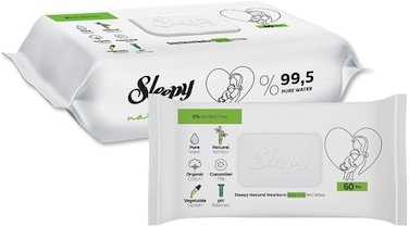 Sleepy Baby Care Wet Wipes, Natural, 60 Sheets