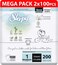 Sleepy Bio Natural Premium Size 1 Diapers, 200 Count, Baby Dry Taped Diapers, 2-5Kg Hypoallergenic, Water Based, Almond Milk, Vegan, 100% Leakproof