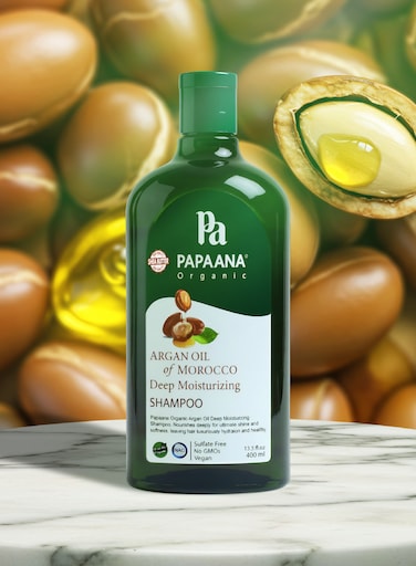 Papaana Organic Argan Oil of Morocco Deep Moisturizing Shampoo with Shea Butter 400ml Sulfate-Free