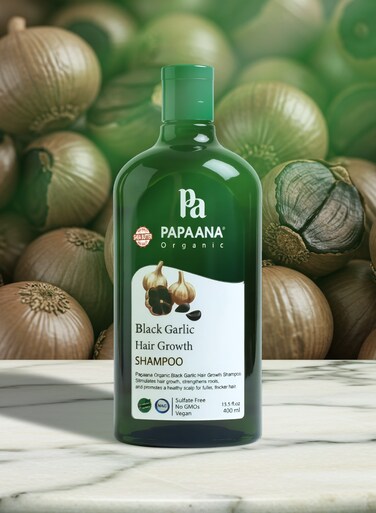 Papaana Organic Black Garlic Hair Growth Shampoo with Shea Butter 400ml Sulfate-Free