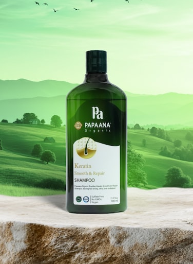 Papaana Organic Keratin Smooth &amp; Repair Shampoo with Shea Butter 400ml Sulfate-Free