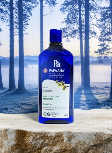 Papaana Organic Hair Oil Balance Medicated Shampoo, 400ml, Biotin B-Complex, Sulfate-Free