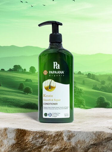 Papaana Organic Keratin Smooth &amp; Repair Conditioner with Shea Butter 400ml Sulfate-Free