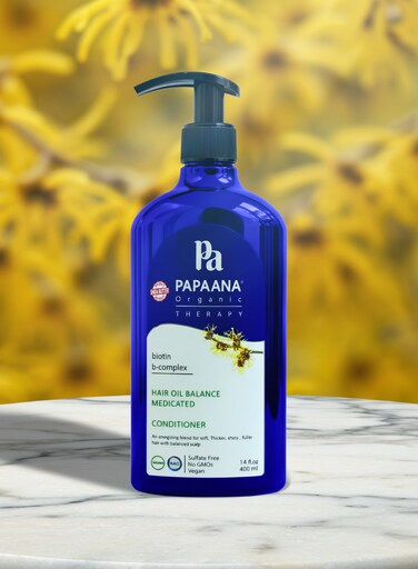 Papaana Organic Hair Oil Balance Medicated Conditioner, With Biotin B-Complex &amp; Shea Butter 400ml Sulfate-Free