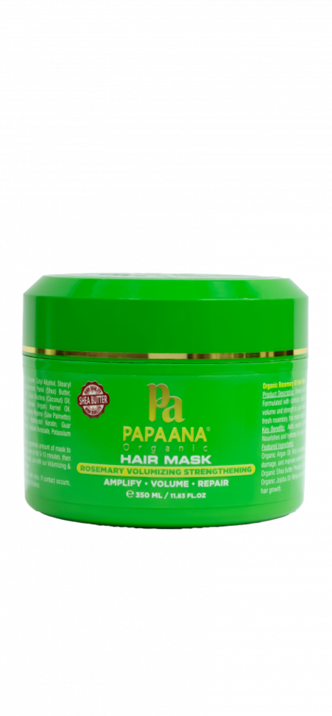 Papaana Organic Rosemary Hair Mask with Shea Butter &ndash; 350ml, Scalp Rejuvenation &amp; Nourishment for Improved Hair Growth &amp; Strength
