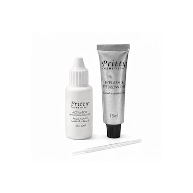 Pritty Eyelash &amp; Eyebrow Dye Kit Black 15ml x2   Long Lasting Lash Tint UAE