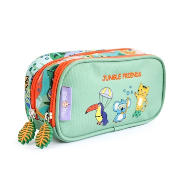 Milk&amp;Moo Jungle Friends Pencil Case &ndash; Double Compartment, Durable &amp; Lightweight, Fun Design for Kids &amp; Adults