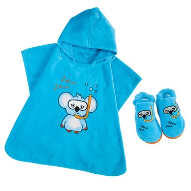 Milk&amp;Moo Kids Poncho and House Slippers Cool Koala