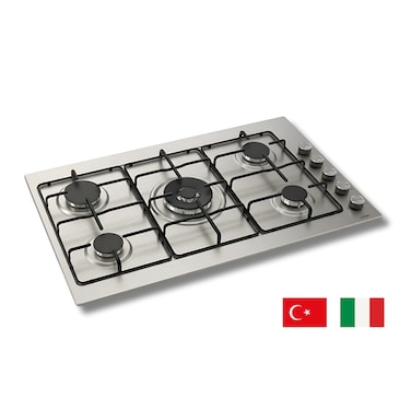 General Gold 90cm Built-in Gas Hob with 5 high-performance burners, sleek stainless steel finish, and durable cast iron grates. Perfect for spacious, modern kitchens.