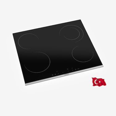 General Gold 60cm Electric Built in Hob, 4 Burner Cooktop with Touch Control, Black Glass Surface