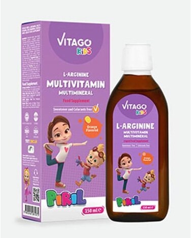 VITAGO&nbsp;Kids L-Arginine Growth Syrup to Increase Height and Multivitamin for Girls - 150ml