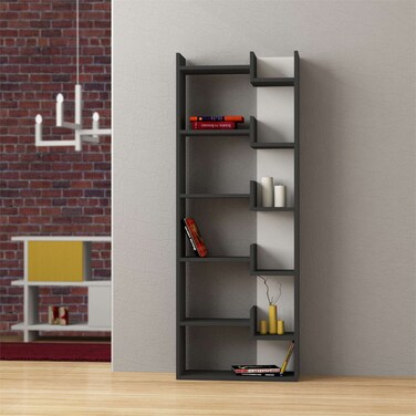 Mourah Home Oppa Bookcase - Dark Grey/White - 2 Years Warranty