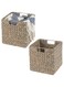 mDesign Natural Woven Hyacinth Cube Organizer Basket with Handles, Storage for Bathroom, Laundry Room Shelf or Nursery - Perfect for Cubby Storage Units - Hold Blankets and Books - 2 Pack, Gray Wash