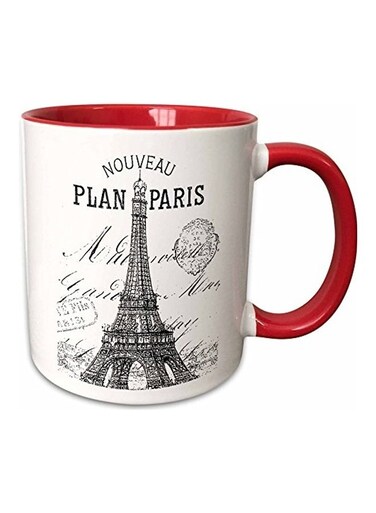 Paris Vintage Eiffel Tower Two Tone Mug Red/White/Black